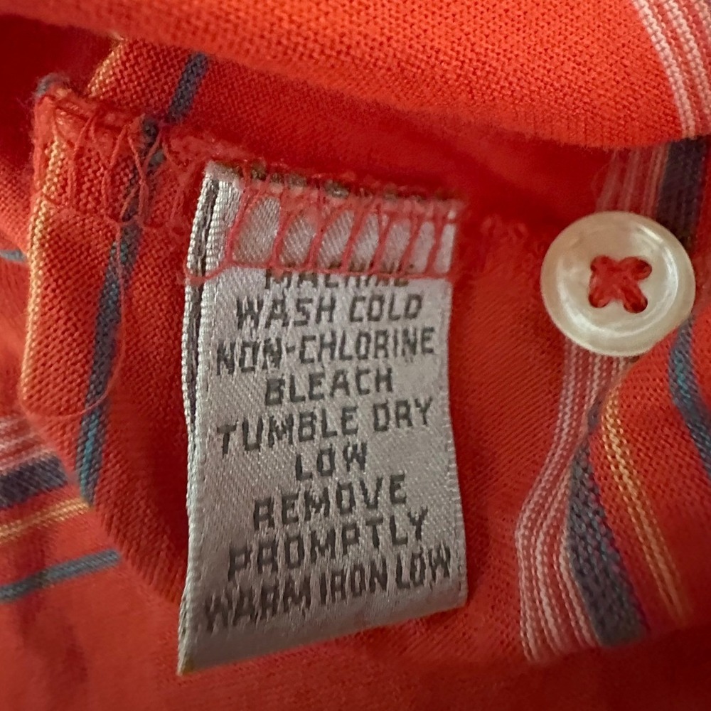 Martin Polo Shirt Men Orange Stripe Short Sleeve Pima Golf Athleisure Dadcore L - Picture 5 of 5